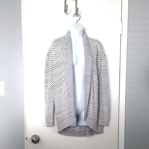 Nordstrom Rack Cardigan Sweater Stretch Grey & White Open Front  EUC Sz S - Picture 1 of 7
